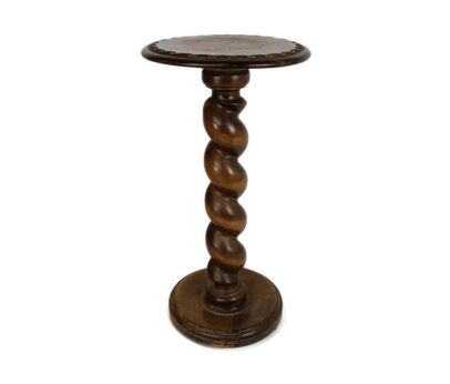 barley twist hand carved wood wooden Plant stand Pedestal Side table bonsai stand vintage