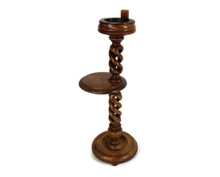 Open barley twist hand carved wood Oak Plant stand Pedestal Side table bonsai stand vintage