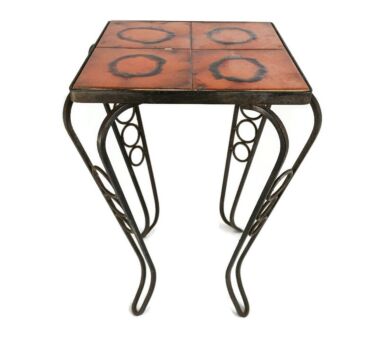 vintage Wrought Iron Side table Pedestal Plant Stand Bonsai table Mid century Funky