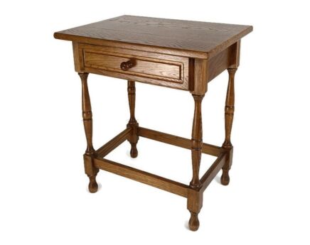 Vintage Oak Carved Wood Side Occasional Table with Drawer Desk Barn farmhouse style