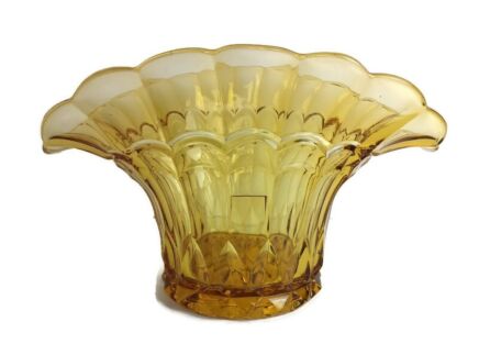 Art Deco Amber Brown  Flower Holder Pique-fleurs Art glass Vase 2 pieces Luxval Gorgeous