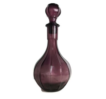 Stunning Amethyst Purple Lidded Bottle vintage Decorative art glass