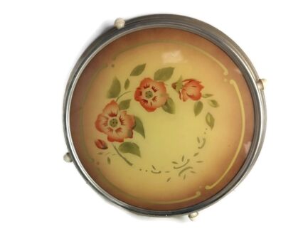 antique art deco Rotating Cake stand Plate Lazy Susan Turntable Serving tray Flowers   