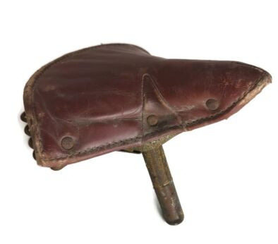 Leather Brown Bike Motorcycle Bicycle Saddle Seat Spring Bonhomme France Antique