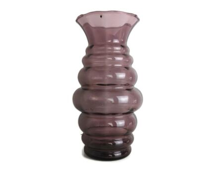 Art Deco Doyen Purple Amethyst Hooped Vase Lovely  Large Art Glass Antique