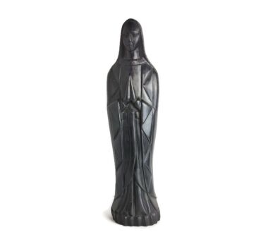 Ornate Hand Carved Wood WOoden statue Virgin Mary Madonna Folded hands vintage