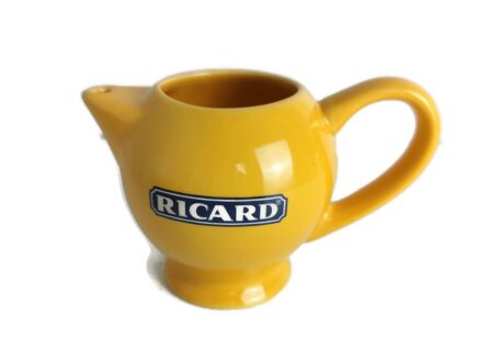 Yellow Ricard Pitcher Jar Ceramic France French  Apero Pastis Collector authentic