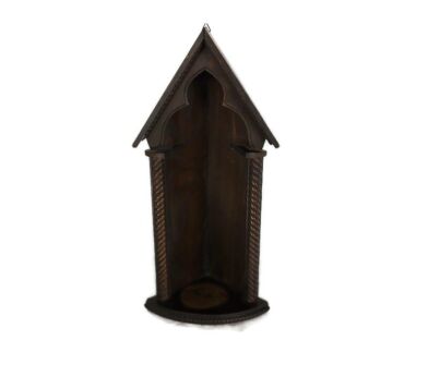 hand Carved Wood Wooden Chapel Niche gothic Style Vintage Barley twist style pillars