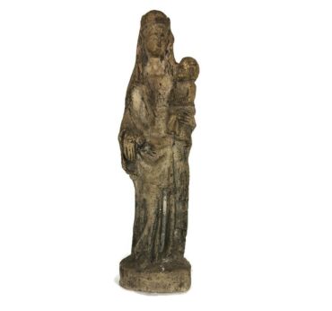 Outdoor Protection Carved Stone French Virgin Mary Infant Jesus HTF  Madonna Christianity vintage