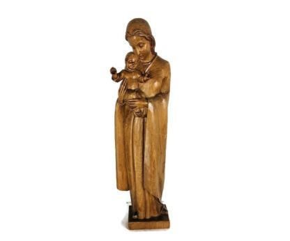 large Vintage Hand Carved wood Wooden Statue Oberammergau Virgin mary Infant Jesus