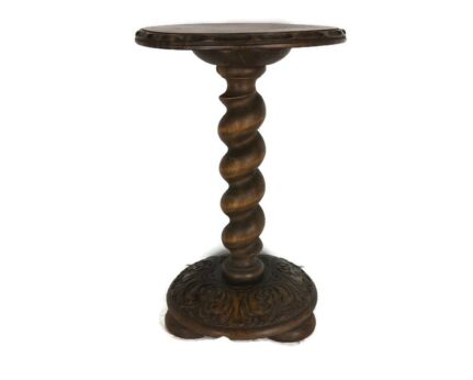 Gorgeous Pedestal Plant Stand Ornate Carved Wood barley twist Side table barn style