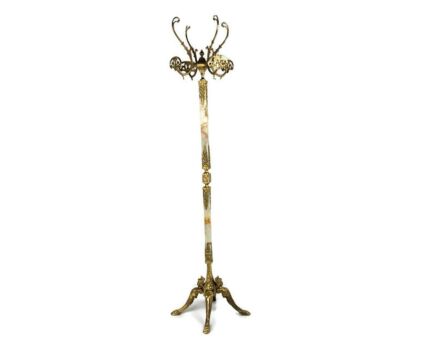 Mid Century Modern Onyx Marble Brass Hall Tree Coat Hat Rack Eyecatcher Mermaids Italy