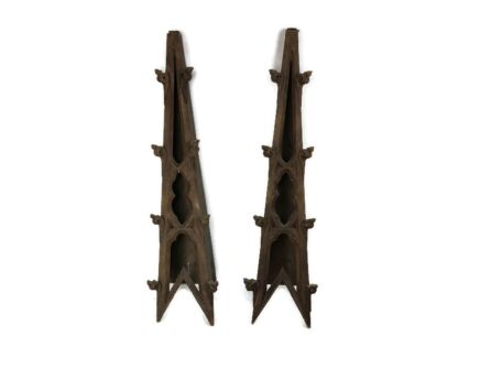 Gothic Antique Architectural Reclaimed Ornamental Wooden Pinacles couple WOW Rare 