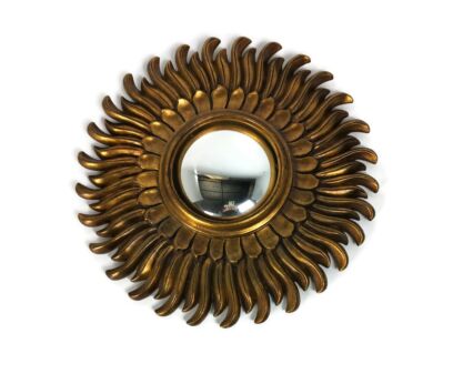 Sunburst Starburst Wall Convex Glass Mirror Mid Century Modernist Resin Pop Art  