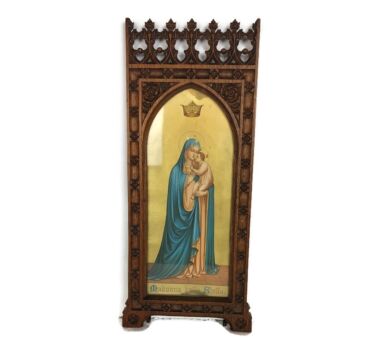 Antique Gothic Hand Carved Wooden Frame Gorgeous 