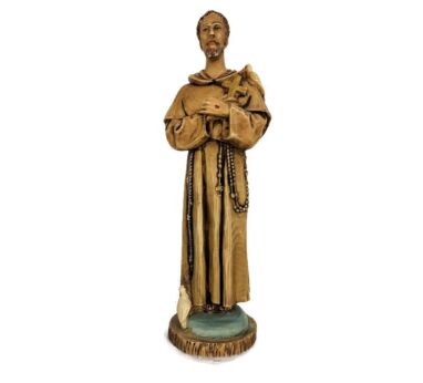 Statue Figurine Saint Francis of  Assisi surrounded by birds resin Vintage lovely 