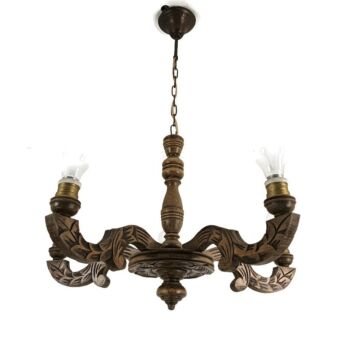 Farmhouse style chandelier carved wood Wooden ornate vintage 5 lights Barn style