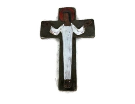 Mid Century Modern Ceramic Crucifix  jesus Christ era Rogier Vandeweghe Amphora 