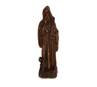 Vintage Statue plaster Figurine St Saint Benedict of Nursia Raven Plaster Gothic  patron saint