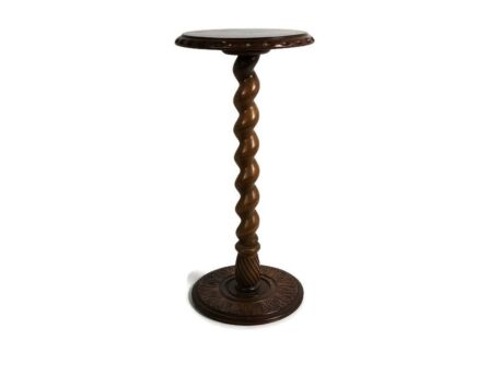 Ornate hand carved Wooden Barley Twist Pedestal plant stand side table farmhouse style 