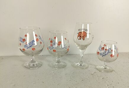 4 different Beer glasses Belgium Delirium tremens Pink Elephants Collector 