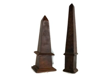 Pair of antique obelisks - Wood - Fruit wood - 19th century Centerpieces decorative 