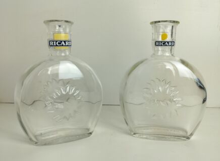 French Ricard Pitcher Water Carafe Pastis Apero France Collector  set of 2 different bottles 