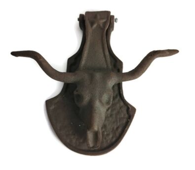 Door Knocker Rustic Solid Texas Longhorn cast Iron Antique 