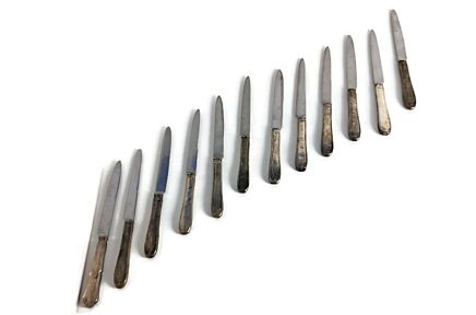 a set of 12 knives silver plated antique art deco France Christofle 