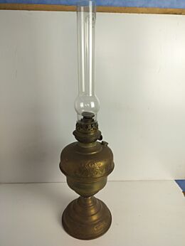 Oil Lamp Decorative antique chimnee brass Vintage Belgium Barn Farmhouse style