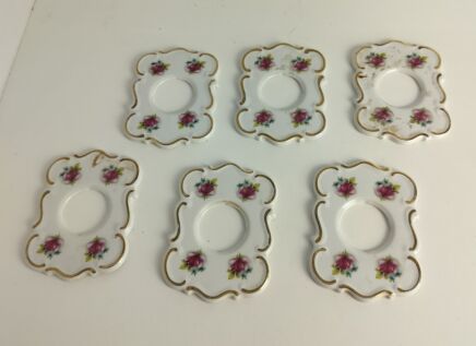 set of 6 Porcelain Vintage light socket plates covers Bavaria germany Lovely vintage