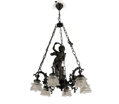 Gorgeous Putti Chandelier Flower Sconces Resin 6 lights Hollywood regency Vintage