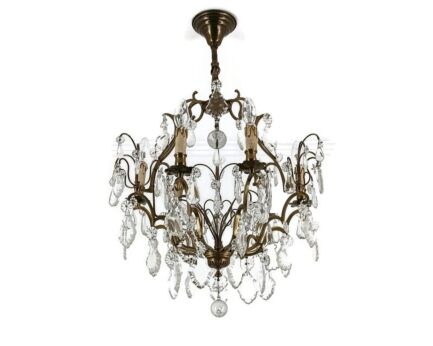 French Chandelier Gorgeous Bronze Crystal antique 19th century 9 lights 