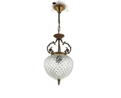 bubbled glass Hallway Hanging ceiling lamp vintage fixture chandelier brass art glass