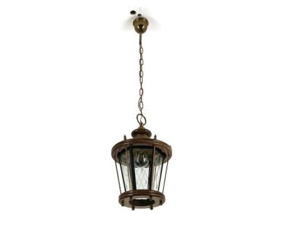 Lantern Pendant Light Fixture Wood Etched glass s art glass Lovely vintage barn style