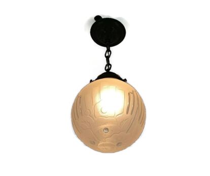 Brass clear art Glass Pendant Ceiling Fixture antique art nouveau, 1 light Chandelier hallway