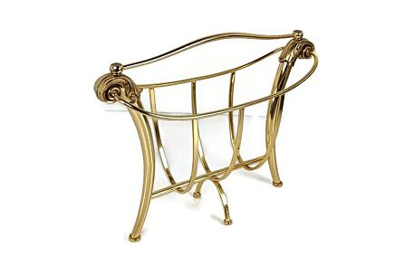 Vintage Brass Stylish Design MInimalist  Modernist Magazine Newspaper Basket Rack