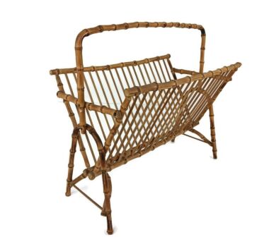 rattan bamboo wicker newspaper basket magazine rack modernist japandi style 