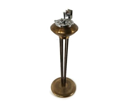 Art Deco Antique Stylish standing floor ashtray brass with sigarette holder 