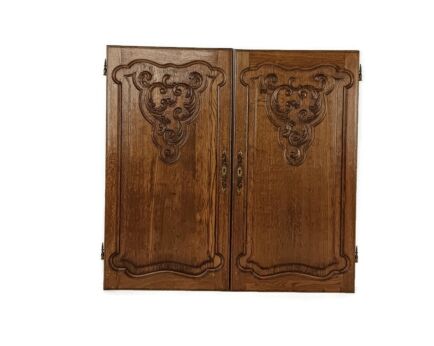 large pair of door panels carved wood vintage, Louis XV style reclaimed architectural couple