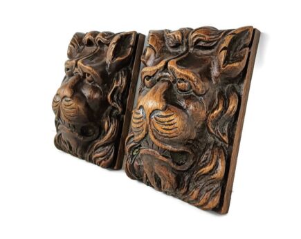 Large antique hand carved wooden corbels trims pediments Lions architectural reclaimed gorgeous