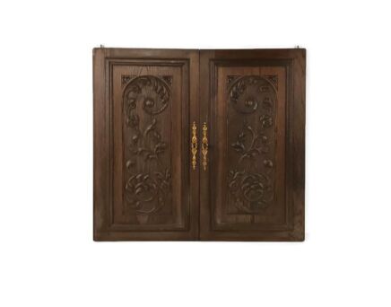 antique pair door panels doors cabinet carved wood reclaimed architectural salvaged 