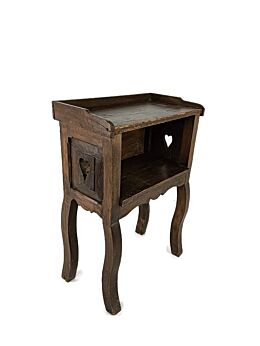 antique French country 19th century Oak  Bedside table nightstand 19th century Heart detail  