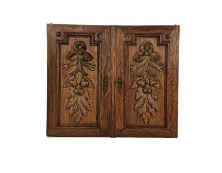 pair Antique Door Panels carved wood ornate  architectural reclaimed salvaged wow