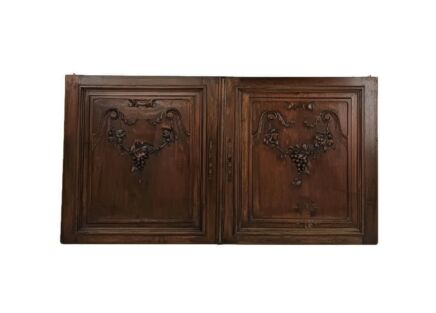 pair Antique Door Panels carved wood ornate  grapes architectural reclaimed salvaged wow