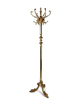 Standing Hall Tree Coat Hallway Rack Brass Hollywood regency   Italian Fish Base gorgeous