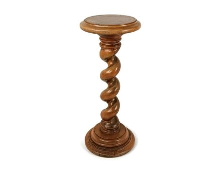 Barley twist carved wooden pedestal plant stand ornate side table farmhouse country style 