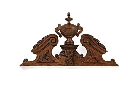 Gorgeous carved wooden Pediment over door with spindle antique architectural reclaimed 