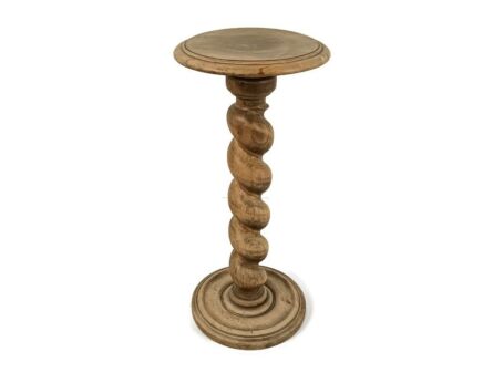 Vintage Barley twist twisted hand carved wooden Pedestal plant stand side table farmhouse style