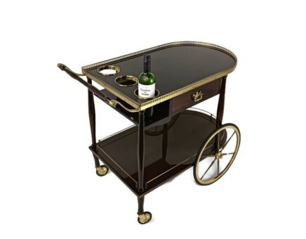 Bar Cocktail Entertainment Cart Trolley Veneer Wood Drawer Retro Kitchen Island vintage